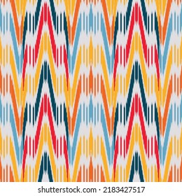 Ikat chavron vector ethnic seamless pattern design. Ikat Aztec fabric carpet ornaments textile decorations wallpaper. Tribal boho native ethnic turkey traditional embroidery vector background 