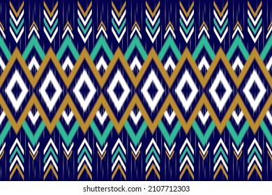 Ikat chevron ethnic seamless pattern. Traditional tribal style. Design for background,illustration,texture,fabric,batik,clothing,wrapping,wallpaper,carpet,embroidery