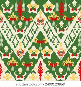 Ikat Weihnachten, Geometric Ethnic traditionelle nahtlose, Ethnic abstrakte IKAT Kunst, Indianer, Muster-Design für Hintergrund, Vorhang, Teppich, Tapete, Kleidung, Wrap, Illustration.