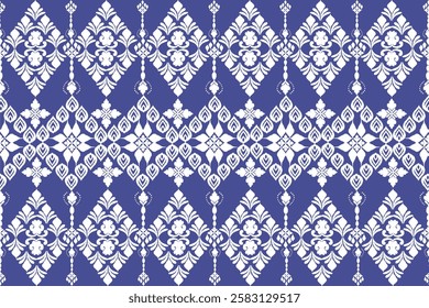 Ikat cloth pattern Ethnic style, ikat style, purple background, vertical stripes, for textiles, shirts, curtains, carpets, illustration, vector illustration.