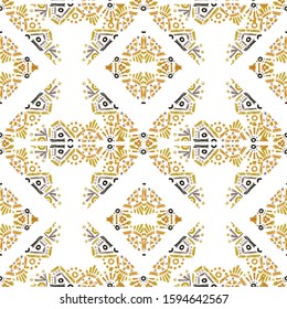ikat color etnical tribal hand - drawn pattern navajo motif for packing, wallpaper, batik