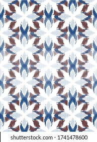 Ikat colorful seamless ornament pattern. Ethnic indigo tite repit background for textile, wallpaper, card or wrapping paper.