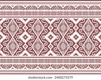 Ikat-Sahne-Stoffmuster mit Streifen Pixel Abstrakte Aztec Symbol geometrische Form Vektormuster Ethik der Natur native tribale Arbeit Hintergrund Hintergrundbild Tapete Stoffbekleidung 