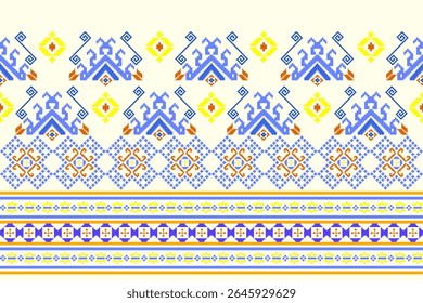 Motif de tricot harmonieux broderie géométrique point de croix Ikat sur fond damassé. Conception décorative parfaite pour pull, tissu, décoration, illustration, ornement, texture, textile, intérieur