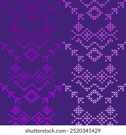 ikat  cross stitch ombre purple ethnic seamless pattern stitch craft fashion design abstract artwork wallpaper retro hand drawn geometric shape embroidery template decoration print graphic 
