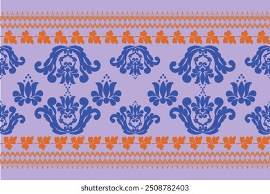 ikat damask abstrac seamless floral illustration design, background design for textile, silk, scarfs, fabric, decorative