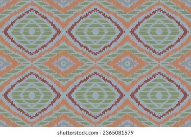 Ikat Damask Embroidery Background. Ikat Aztec Geometric Ethnic Oriental Pattern traditional.aztec Style Abstract Vector illustration.design for Texture,fabric,clothing,wrapping,sarong.