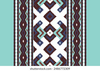 Ikat Damask Embroidery Background. Ikat Design Geometric Ethnic Oriental Pattern traditional.aztec Style Abstract Vector illustration.design for Texture,fabric,clothing,wrapping,sarong.
