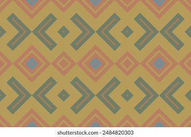 Ikat Damask Embroidery Background. Ikat Diamond Geometric Ethnic Oriental Pattern traditional.aztec Style Abstract Vector illustration.design for Texture,fabric,clothing,wrapping,sarong.