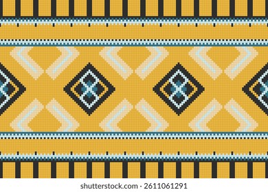 Ikat Damask Embroidery Background. Ikat Fabric Geometric Ethnic Oriental Pattern traditional.aztec Style Abstract Vector illustration.design for Texture,fabric,clothing,wrapping,sarong.
