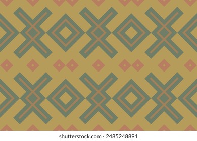 Ikat Damask Embroidery Background. Ikat Floral Geometric Ethnic Oriental Pattern traditional.aztec Style Abstract Vector illustration.design for Texture,fabric,clothing,wrapping,sarong.