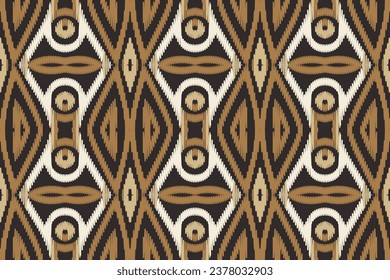 Ikat Damask Embroidery Background. Ikat Frame Geometric Ethnic Oriental Pattern traditional.aztec Style Abstract Vector illustration.design for Texture,fabric,clothing,wrapping,sarong.