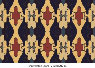 Ikat Damask Embroidery Background. Ikat Damask Geometric Ethnic Oriental Pattern traditional.aztec Style Abstract Vector illustration.design for Texture,fabric,clothing,wrapping,sarong.