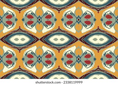 Ikat Damask Embroidery Background. Ikat Patterns Geometric Ethnic Oriental Pattern traditional.aztec Style Abstract Vector illustration.design for Texture,fabric,clothing,wrapping,sarong.