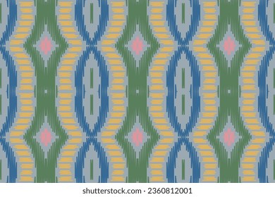 Ikat Damask Embroidery Background. Ikat Print Geometric Ethnic Oriental Pattern traditional.aztec Style Abstract Vector illustration.design for Texture,fabric,clothing,wrapping,sarong.