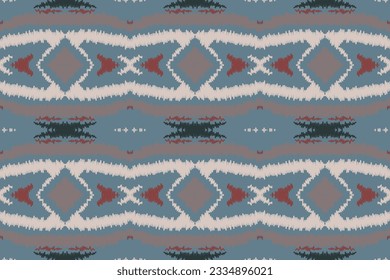 Ikat Damask Embroidery Background. Ikat Prints Geometric Ethnic Oriental Pattern traditional.aztec Style Abstract Vector illustration.design for Texture,fabric,clothing,wrapping,sarong.