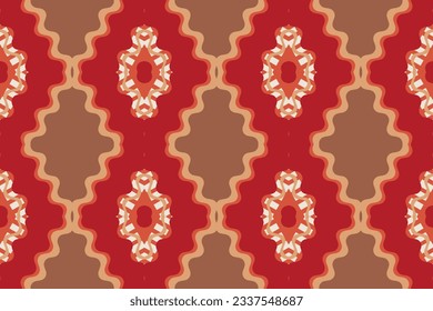 Ikat Damask Embroidery Background. Ikat Prints Geometric Ethnic Oriental Pattern traditional.aztec Style Abstract Vector illustration.design for Texture,fabric,clothing,wrapping,sarong.