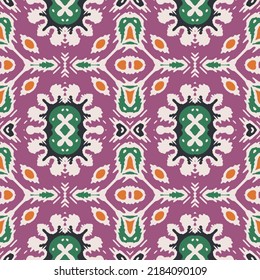 Ikat damask ethnic pattern vector background. seamless pattern traditional, Design for background, wallpaper, Batik, fabric, carpet, clothing, wrapping, and textile. ethnic pattern illustration.