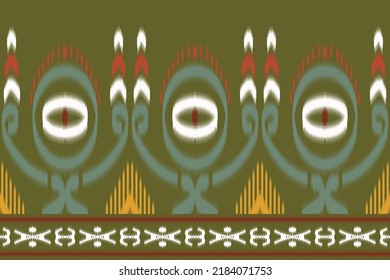 Patrón de flores del damasco de Ikat en estilo étnico, diseño floral decorativo indio, ilustración vectorial.