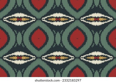 Ikat Damask Paisley Embroidery Background. Ikat Frame Geometric Ethnic Oriental Pattern traditional.aztec Style Abstract Vector illustration.design for Texture,fabric,clothing,wrapping,sarong.