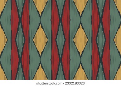Ikat Damask Paisley Embroidery Background. Ikat Damask Geometric Ethnic Oriental Pattern traditional.aztec Style Abstract Vector illustration.design for Texture,fabric,clothing,wrapping,sarong.