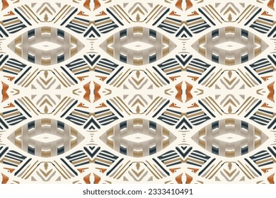 Ikat Damask Paisley Embroidery Background. Ikat Damask Geometric Ethnic Oriental Pattern traditional.aztec Style Abstract Vector illustration.design for Texture,fabric,clothing,wrapping,sarong.