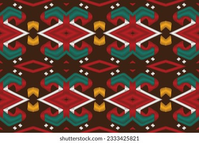 Ikat Damask Paisley Embroidery Background. Ikat Stripes Geometric Ethnic Oriental Pattern traditional.aztec Style Abstract Vector illustration.design for Texture,fabric,clothing,wrapping,sarong.