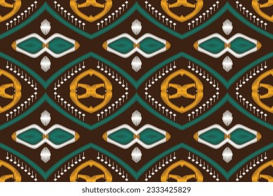 Ikat Damask Paisley Embroidery Background. Ikat Seamless Geometric Ethnic Oriental Pattern traditional.aztec Style Abstract Vector illustration.design Texture,fabric,clothing,wrapping,sarong.