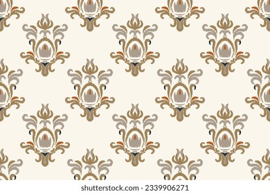 Ikat Damask Paisley Embroidery Background. Ikat Seamless Pattern Geometric Ethnic Oriental Pattern Traditional. Ikat Aztec Style Abstract Design for Print Texture,fabric,saree,sari,carpet.