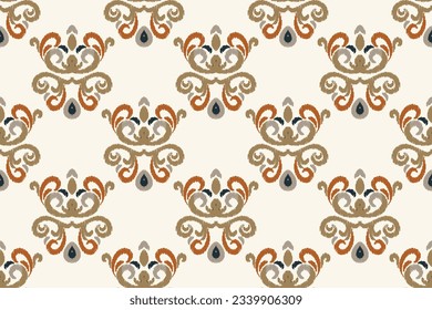 Ikat Damask Paisley Embroidery Background. Ikat Flower Geometric Ethnic Oriental Pattern Traditional. Ikat Aztec Style Abstract Design for Print Texture,fabric,saree,sari,carpet.