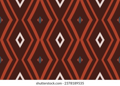 Ikat Damask Paisley Embroidery Background. Ikat Frame Geometric Ethnic Oriental Pattern traditional.aztec Style Abstract Vector illustration.design for Texture,fabric,clothing,wrapping,sarong.