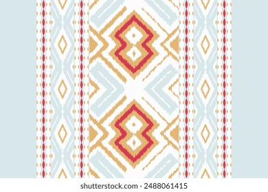 Ikat Damask Paisley Embroidery Background. Ikat Patterns Geometric Ethnic Oriental Pattern traditional.aztec Style Abstract Vector illustration.design for Texture,fabric,clothing,wrapping,sarong.