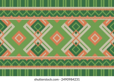 Ikat Damask Paisley Embroidery Background. Ikat Stripes Geometric Ethnic Oriental Pattern traditional.aztec Style Abstract Vector illustration.design for Texture,fabric,clothing,wrapping,sarong.