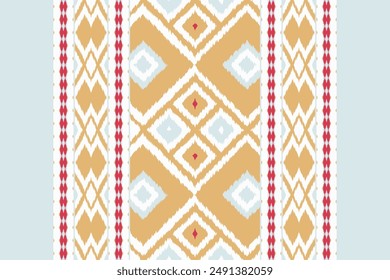 Ikat Damask Paisley Embroidery Background. Ikat Pattern Geometric Ethnic Oriental Pattern traditional.aztec Style Abstract Vector illustration.design for Texture,fabric,clothing,wrapping,sarong.