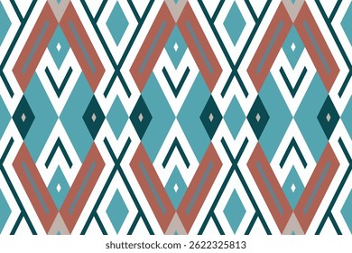 Ikat Damask Paisley Embroidery Background. Ikat Aztec Geometric Ethnic Oriental Pattern traditional.aztec Style Abstract Vector illustration.design for Texture,fabric,clothing,wrapping,sarong.