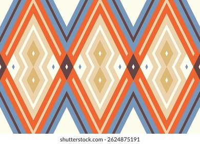 Ikat Damask Paisley Embroidery Background. Ikat Chevron Geometric Ethnic Oriental Pattern traditional.aztec Style Abstract Vector illustration.design for Texture,fabric,clothing,wrapping,sarong.