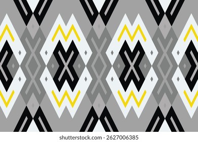 Ikat Damask Paisley Embroidery Background. Ikat Damask Geometric Ethnic Oriental Pattern traditional.aztec Style Abstract Vector illustration.design for Texture,fabric,clothing,wrapping,sarong.
