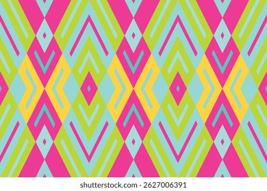 Ikat Damask Paisley Embroidery Background. Ikat Frame Geometric Ethnic Oriental Pattern traditional.aztec Style Abstract Vector illustration.design for Texture,fabric,clothing,wrapping,sarong.