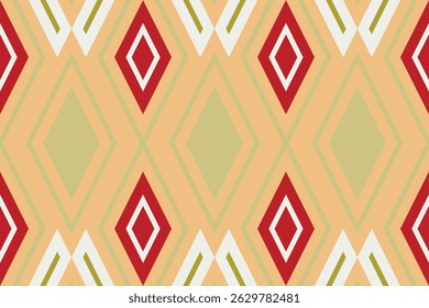 Ikat Damask Paisley Embroidery Background. Ikat Fabric Geometric Ethnic Oriental Pattern traditional.aztec Style Abstract Vector illustration.design for Texture,fabric,clothing,wrapping,sarong.