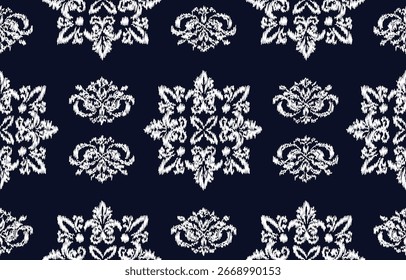 Ikat Damask pattern Colorful background. Luxurious classic ornament in baroque style. Golden ornament design for wallpaper, textiles and luxury