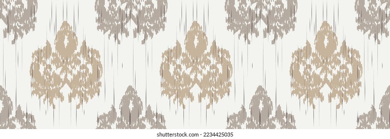 Ikat Damask Scandinavian embroidery, ikat seamless pattern tribal color, Motif Vector Digital textile Asian Design ancient art for Prints Fabric saree Mughal Swaths texture Kurti Kurtis Kurtas