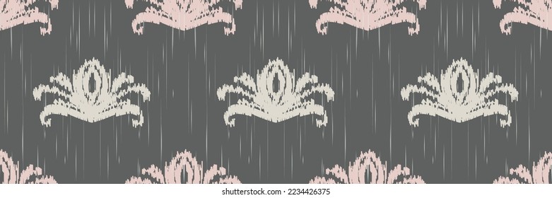 Ikat Damask Scandinavian embroidery, ikat seamless pattern tribal art, Ancient style Digital textile Asian Design ancient art for Prints Fabric saree Mughal Swaths texture Kurti Kurtis Kurtas