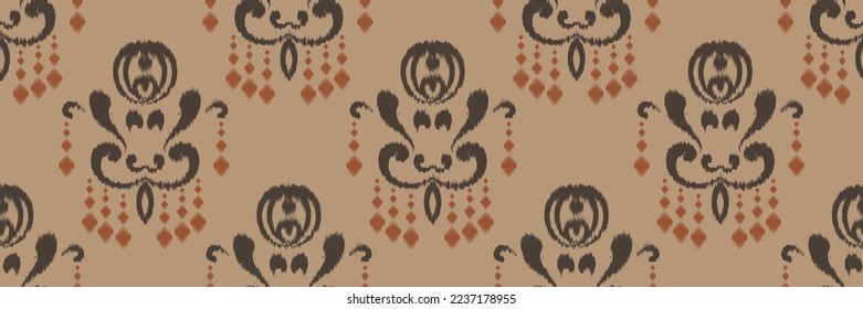 Ikat Damask Scandinavian embroidery, ikat seamless pattern, Asian design Digital textile Asian Design ancient art for Prints Fabric saree Mughal Swaths texture Kurti Kurtis Kurtas