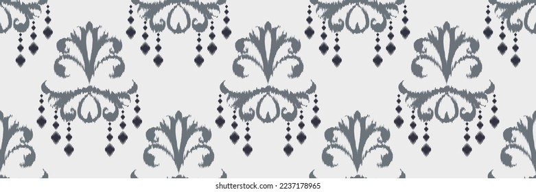 Ikat Damask Scandinavian embroidery, ikat seamless pattern tribal color, Ancient style Digital textile Asian Design ancient art for Prints Fabric saree Mughal Swaths texture Kurti Kurtis Kurtas