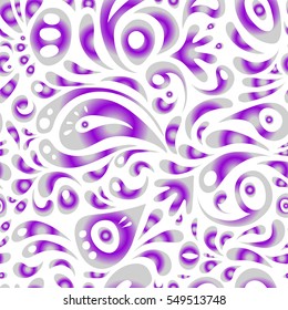 Ikat damask seamless pattern background tile on white background in gray and violet colors.