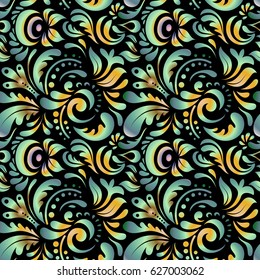 Ikat damask seamless pattern background tile. Vector illustration.