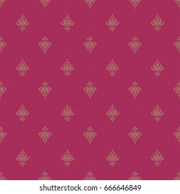 Ikat damask seamless pattern background tile in a beige, pink and gray colors.