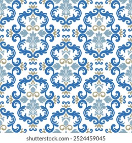 Ikat damask seamless pattern in tribal. Ethnic geometric ornament print. Design for background, wallpaper, illustration, fabric, clothing, carpet, textile, batik, embroidery.