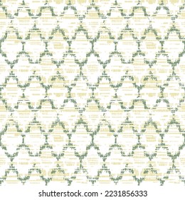 Ikat design. Seamless green border.Geometry classic repeat modern pattern with textures