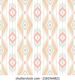 Ikat diamond geometric shapes folklore ornament with diamonds. Tribal ethnic vector texture. Seamless striped pattern in Aztec style. Folk embroidery. Indian, Scandinavian,